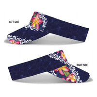 Blue Polynesia Sun Visor Cap Plumeria With Hibiscus Pattern Tropical Vibes LT14 - Polynesian Pride