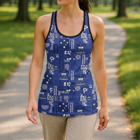 Blue Samoa Manuia Le Kerisimasi Hollow Tank Top Pacific Patchwork Xmas Vibes - Polynesian Pride