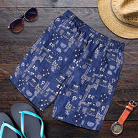 Blue Samoa Manuia Le Kerisimasi Shorts for Men Pacific Patchwork Xmas Vibes LT9 Blue - Polynesian Pride