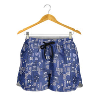Blue Samoa Manuia Le Kerisimasi Shorts for Women Pacific Patchwork Xmas Vibes LT9 - Polynesian Pride
