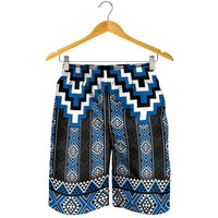 Blue Taniko Aotearoa Shorts for Men Niho Taniwha Mix Poutama LT14 - Polynesian Pride