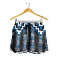 Blue Taniko Aotearoa Shorts for Women Niho Taniwha Mix Poutama LT14 - Polynesian Pride