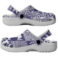 Blue Tonga Kilisimasi Fiefia Clogs Shoes Pacific Patchwork Xmas Vibes - Polynesian Pride