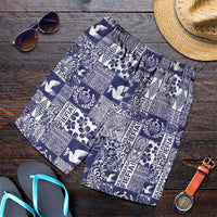 Blue Tonga Kilisimasi Fiefia Shorts for Men Pacific Patchwork Xmas Vibes LT9 Blue - Polynesian Pride