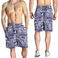Blue Tonga Kilisimasi Fiefia Shorts for Men Pacific Patchwork Xmas Vibes LT9 - Polynesian Pride