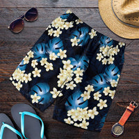 Blue Tropical Hawaii Shorts for Men Seamless Monstera Plumeria Hawaiian Pattern LT14 Blue - Polynesian Pride