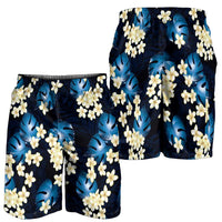 Blue Tropical Hawaii Shorts for Men Seamless Monstera Plumeria Hawaiian Pattern LT14 - Polynesian Pride