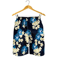 Blue Tropical Hawaii Shorts for Men Seamless Monstera Plumeria Hawaiian Pattern LT14 - Polynesian Pride