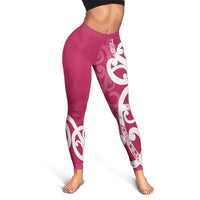 Breast Cancer Awareness Maori Leggings Koru Kowhaiwhai - Polynesian Pride