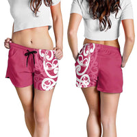 Breast Cancer Awareness Maori Shorts for Women Koru Kowhaiwhai - Polynesian Pride