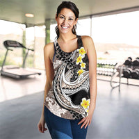 Brown and Black Hawaii Shark Tattoo Women Racerback Tank Puakenikeni Lei Plumeria Polynesian Pattern - Polynesian Pride