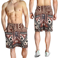 Brown Bula Fiji Shorts for Men Unique Masi Tapa Pattern LT14 - Polynesian Pride
