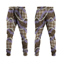 Brown Hawaii Palaka Honohono Pikake Jogger Pants Hawaiian Orchid Lei Polynesian Pattern LT14 Brown - Polynesian Pride
