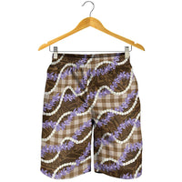 Brown Hawaii Palaka Honohono Pikake Shorts for Men Hawaiian Orchid Lei Polynesian Pattern LT14 - Polynesian Pride