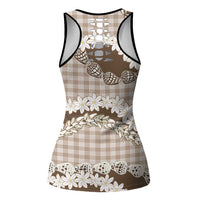 Brown Hawaii Tiare and Shell Lei Hollow Tank Top Hawaiian Palaka Luxury Vibes LT14 - Polynesian Pride