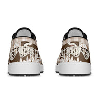 Brown Hawaii Tiare and Shell Lei Low Sneakers Hawaiian Palaka Luxury Vibes LT14