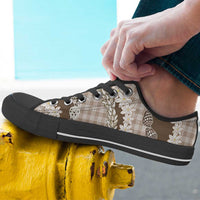 Brown Hawaii Tiare and Shell Lei Low Top Shoes Hawaiian Palaka Luxury Vibes - Polynesian Pride