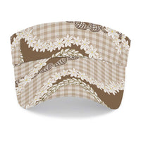 Brown Hawaii Tiare and Shell Lei Sun Visor Cap Hawaiian Palaka Luxury Vibes LT14 - Polynesian Pride