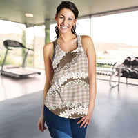 Brown Hawaii Tiare and Shell Lei Women Racerback Tank Hawaiian Palaka Luxury Vibes LT14 - Polynesian Pride