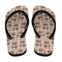 Brown Palaka Hawaii Flip Flops Hawaiian Lehua Blossoms LT05 - Polynesian Pride