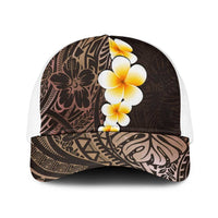 Brown Polynesia Baseball Net Cap Plumeria Tropical Leaves With Galaxy Polynesian Art LT14 One Size White Brown - Polynesian Pride