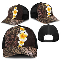 Brown Polynesia Baseball Net Cap Plumeria Tropical Leaves With Galaxy Polynesian Art LT14 - Polynesian Pride