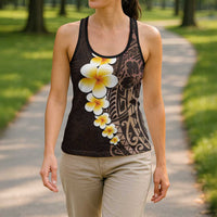 Brown Polynesia Hollow Tank Top Plumeria Tropical Leaves Galaxy Polynesian Art LT14 - Polynesian Pride