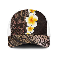 Brown Polynesia Mesh Trucker Cap Plumeria Tropical Leaves With Galaxy Polynesian Art LT14 One Size White Brown - Polynesian Pride