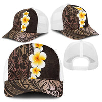 Brown Polynesia Mesh Trucker Cap Plumeria Tropical Leaves With Galaxy Polynesian Art LT14 - Polynesian Pride