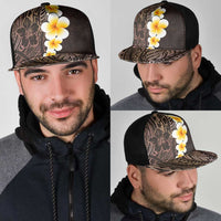 Brown Polynesia Mesh Trucker Cap Plumeria Tropical Leaves With Galaxy Polynesian Art LT14 - Polynesian Pride