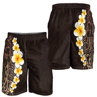 Brown Polynesia Shorts for Men Plumeria Tropical Leaves With Galaxy Polynesian Art LT14 - Polynesian Pride