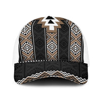 Brown Taniko Aotearoa Baseball Net Cap Niho Taniwha Mix Poutama LT14 One Size White Brown - Polynesian Pride