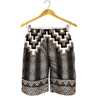 Brown Taniko Aotearoa Shorts for Men Niho Taniwha Mix Poutama LT14 - Polynesian Pride