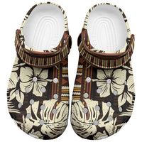 Bula Fiji Masi Clogs Shoes Tapa Tropical Hibiscus Half Stylized - Polynesian Pride