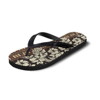 Bula Fiji Masi Flip Flops Tapa Tropical Hibiscus Half Stylized - Polynesian Pride