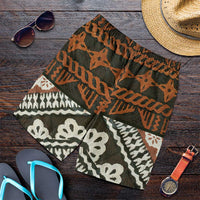 Bula Fiji Tapa Shorts for Men Fijian Masi Vintage Vibes LT14 Brown - Polynesian Pride