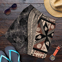 Bula Hibiscus Festival Shorts for Men Fijian Masi Pattern Half Style - Polynesian Pride