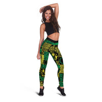 Cook Islands Mere Kiritimiti Leggings Pacific Patchwork Xmas Vibes - Polynesian Pride