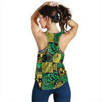 Cook Islands Mere Kiritimiti Women Racerback Tank Pacific Patchwork Xmas Vibes - Polynesian Pride