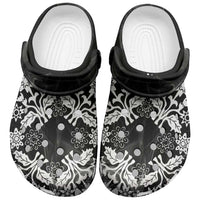 Cook Islands Tivaevae Quilt Clogs Shoes Black Marble LT05 Black - Polynesian Pride
