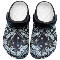 Cook Islands Tivaevae Quilt Clogs Shoes Navy Blue Marble LT05 Navy - Polynesian Pride