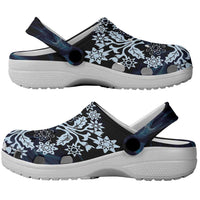 Cook Islands Tivaevae Quilt Clogs Shoes Navy Blue Marble LT05 - Polynesian Pride