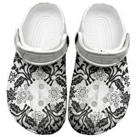 Cook Islands Tivaevae Quilt Clogs Shoes White Marble LT05 White - Polynesian Pride