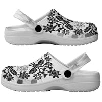 Cook Islands Tivaevae Quilt Clogs Shoes White Marble LT05 - Polynesian Pride