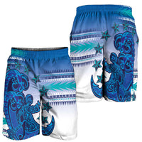 Cook Islands Va'a Race Shorts for Men Te Tatau Tattoos Sporty Style Light Blue Color LT03 - Polynesian Pride