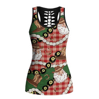 Cowboy Hawaii Mele Kalikimaka Hollow Tank Top Paniolo Kukui Nut Pikake Lei Red Version LT14 Female Red - Polynesian Pride