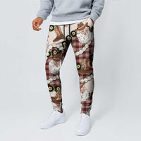 Cowboy Hawaii Mele Kalikimaka Jogger Pants Paniolo Kukui Nut Pikake Lei Burgundy Version LT14 - Polynesian Pride