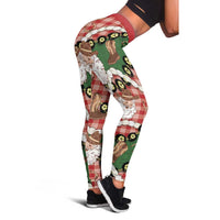 Cowboy Hawaii Mele Kalikimaka Leggings Paniolo Kukui Nut Pikake Lei Red Version LT14 - Polynesian Pride