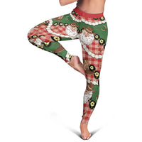 Cowboy Hawaii Mele Kalikimaka Leggings Paniolo Kukui Nut Pikake Lei Red Version LT14 - Polynesian Pride