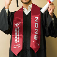 Custom Aloha Hawaii Graduation Stole Kakau Pattern Red Version LT05 - Polynesian Pride